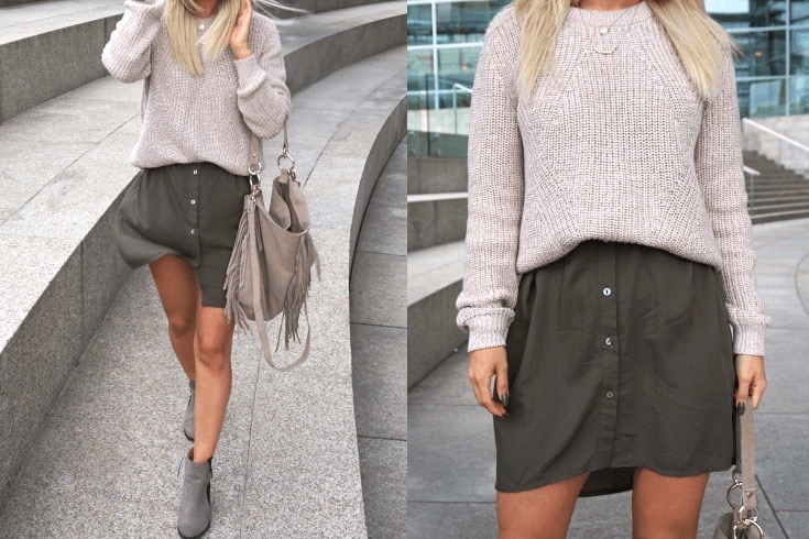 Knit over shirt dress